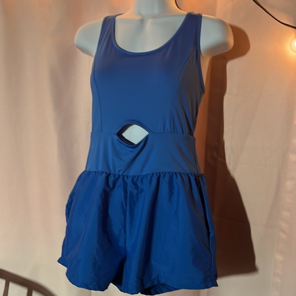 Chic Blue Cutout Romper - Picture 1 of 6